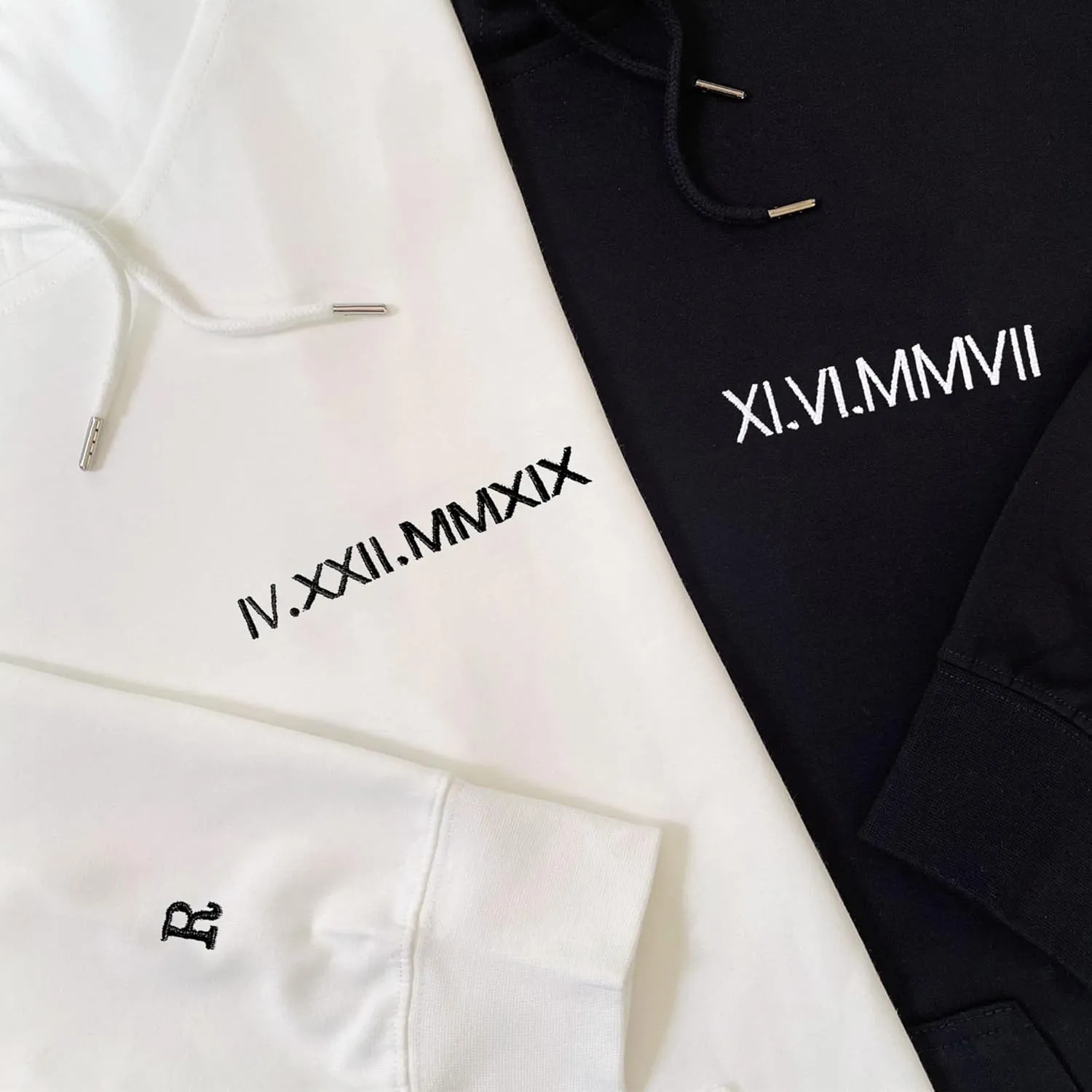 Pamaheart Custom Embroidered Roman Numeral Hoodie - Matching Hoodies, Couple Sweatshirts, Gifts for Her, Him, Valentines Day