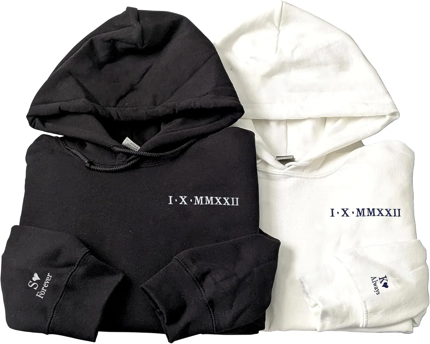 Pamaheart Custom Embroidered Roman Numeral Hoodie - Matching Hoodies, Couple Sweatshirts, Gifts for Her, Him, Valentines Day