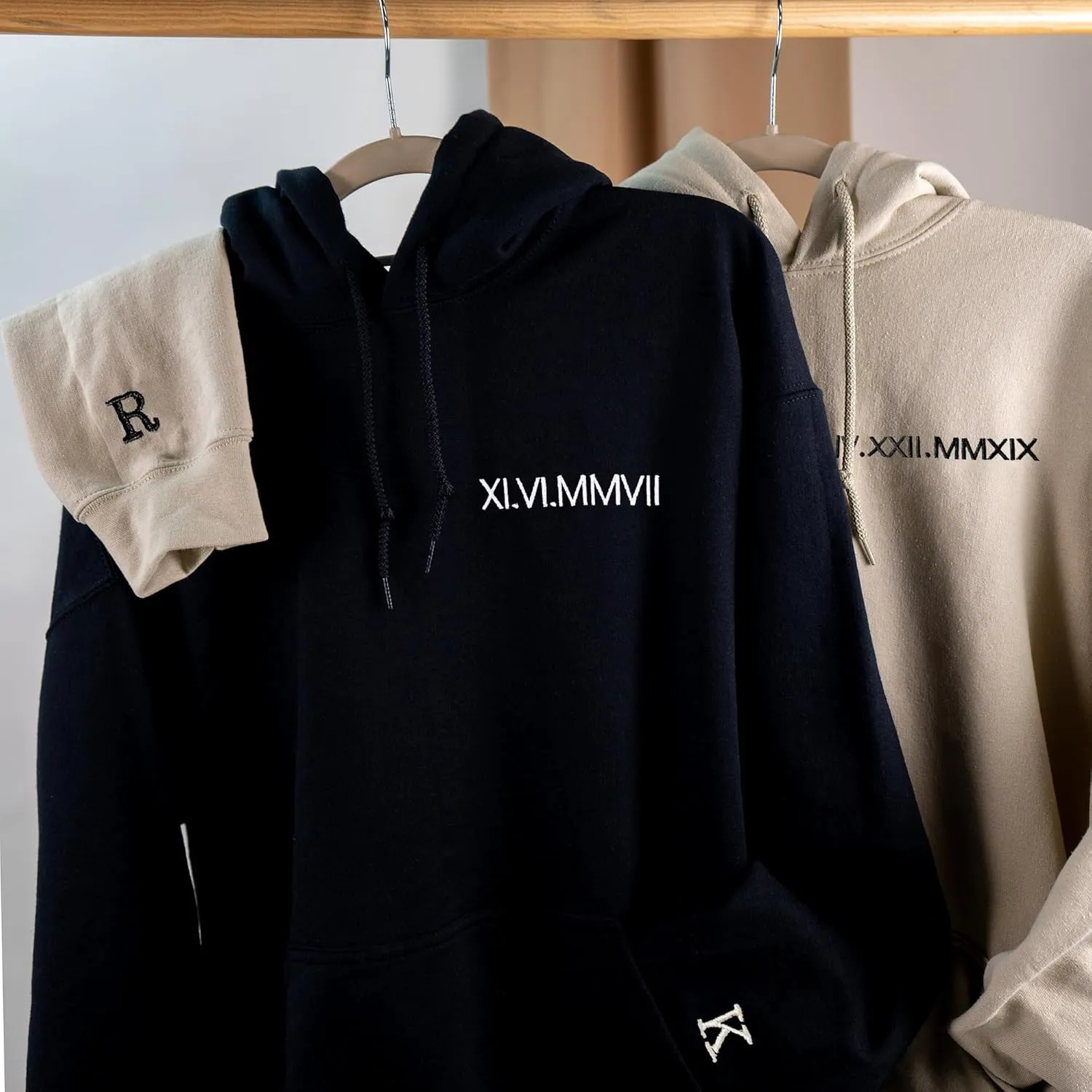 Pamaheart Custom Embroidered Roman Numeral Hoodie - Matching Hoodies, Couple Sweatshirts, Gifts for Her, Him, Valentines Day