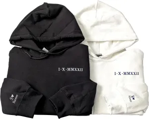 Pamaheart Custom Embroidered Roman Numeral Hoodie - Matching Hoodies, Couple Sweatshirts, Gifts for Her, Him, Valentines Day
