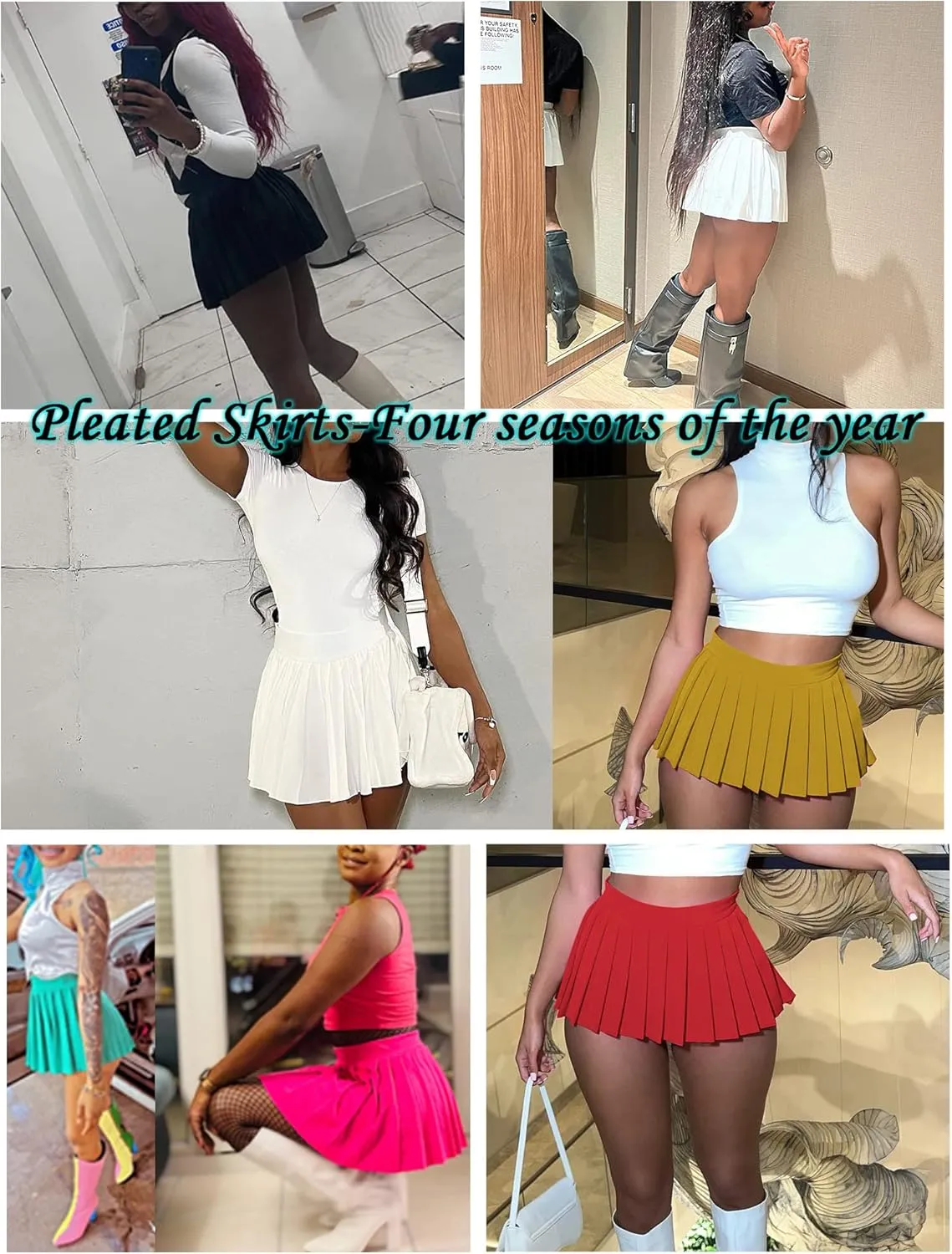 Panegy Mini Pleated Skirts for Women High Waist Sexy Y2k Short Skirts