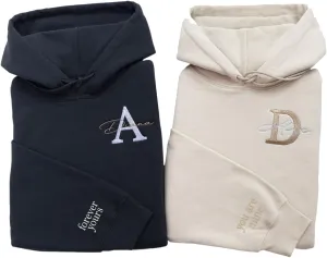 Personalized Couples Embroidered Hoodies Sweatshirt Custom Name Shirt for Girlfriend Boyfriend Valentine Days Wife Gift Sand