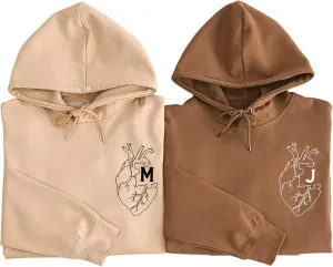 Personalized Embroidered Couple Hoodies, Custom Heart Puzzle Sweatshirt, Gifts For Him Her, Valentine Day Shirt