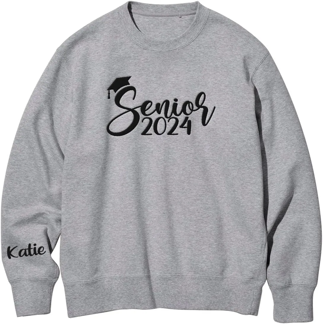 Personalized Senior 2025 Embroidered Sweatshirt Graduation 2025 Class Of 2025 Senior Class Senior Embroidered Sweatshirt