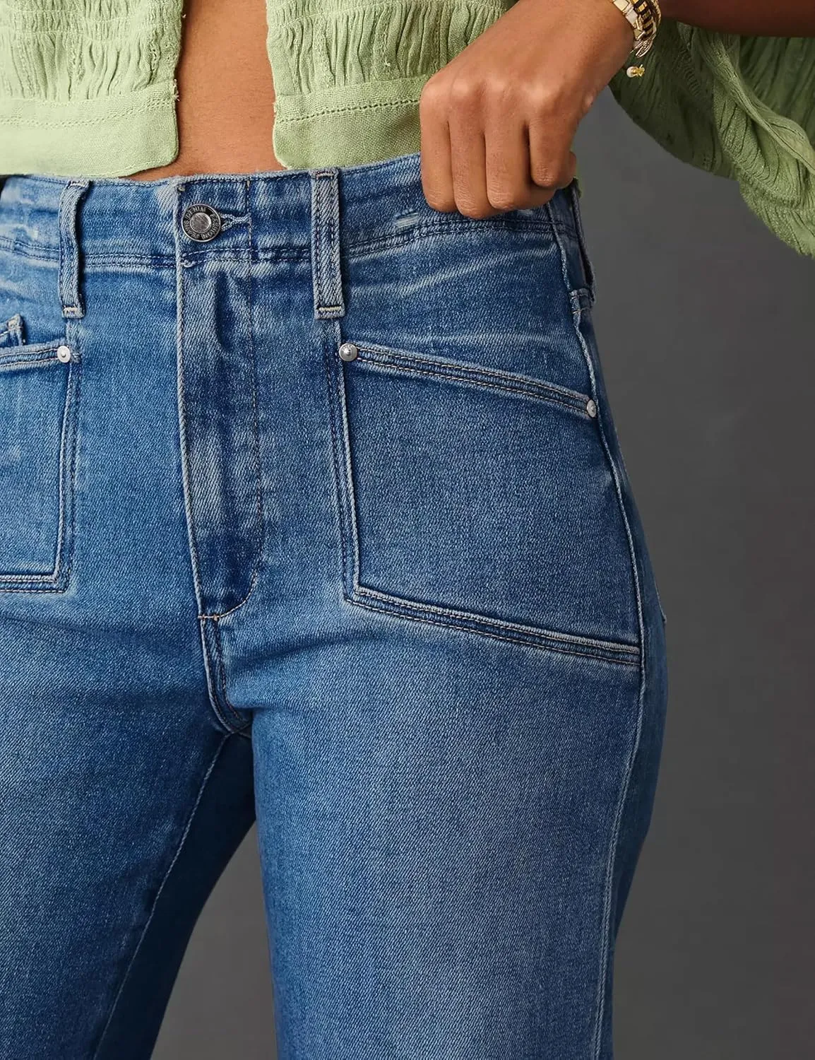 PHISOCKAT High Waisted Wide Leg Jeans for Women Stretchy Baggy Jeans Trendy Denim Pants with Pockets