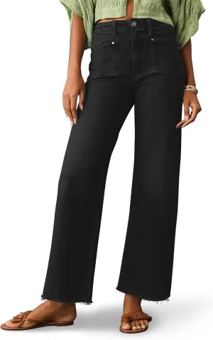 PHISOCKAT High Waisted Wide Leg Jeans for Women Stretchy Baggy Jeans Trendy Denim Pants with Pockets