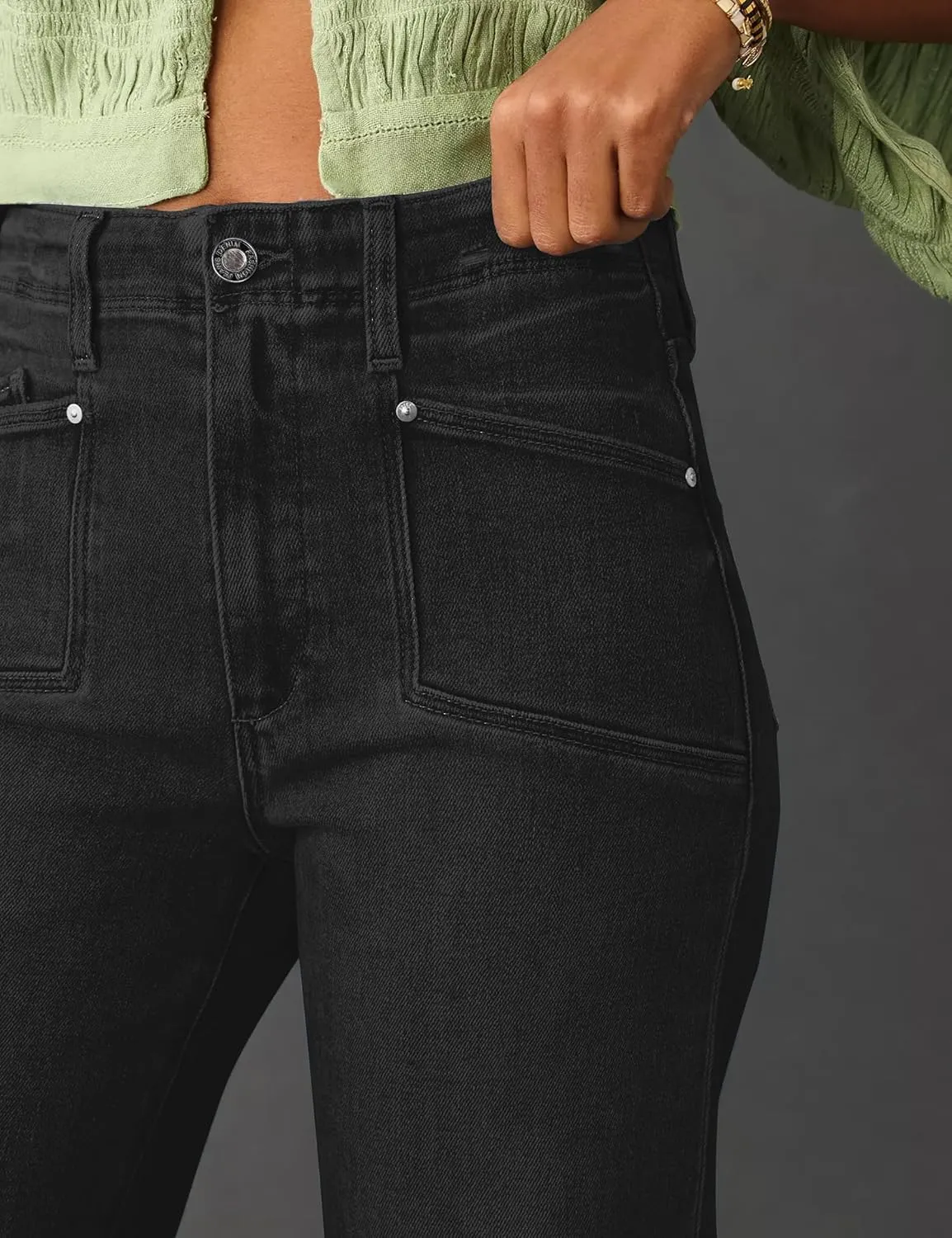 PHISOCKAT High Waisted Wide Leg Jeans for Women Stretchy Baggy Jeans Trendy Denim Pants with Pockets
