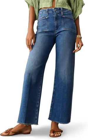 PHISOCKAT High Waisted Wide Leg Jeans for Women Stretchy Baggy Jeans Trendy Denim Pants with Pockets