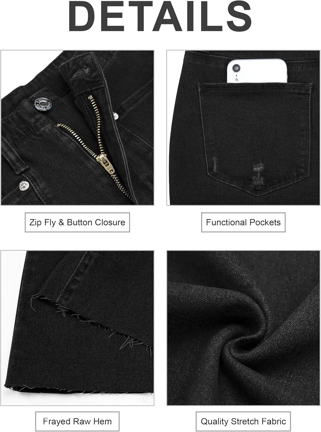 PHISOCKAT High Waisted Wide Leg Jeans for Women Stretchy Baggy Jeans Trendy Denim Pants with Pockets