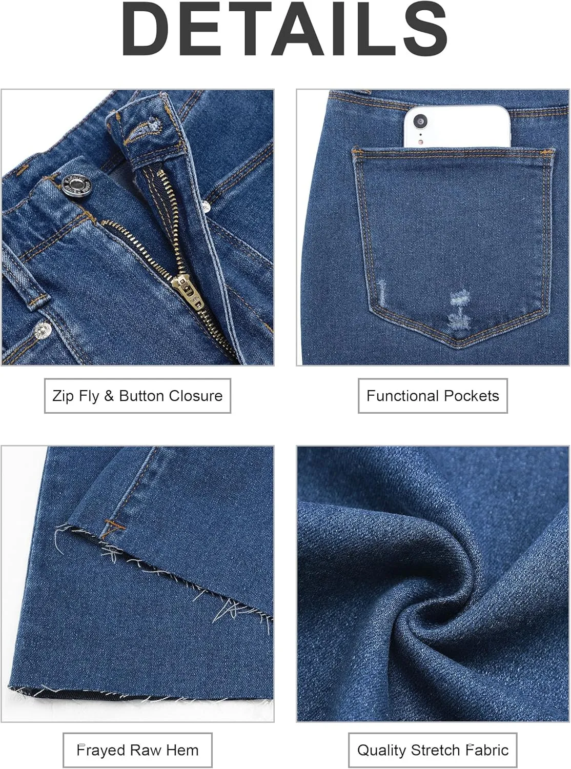 PHISOCKAT High Waisted Wide Leg Jeans for Women Stretchy Baggy Jeans Trendy Denim Pants with Pockets