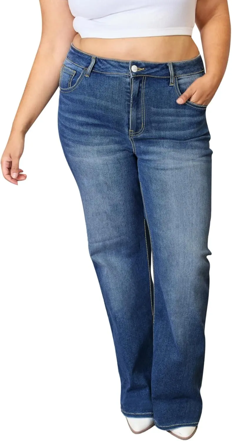 Plus Size Baggy Jeans for Women Wide Leg Women Jeans Full Length Mom High Waist Tall Loose Wide Leg Pants