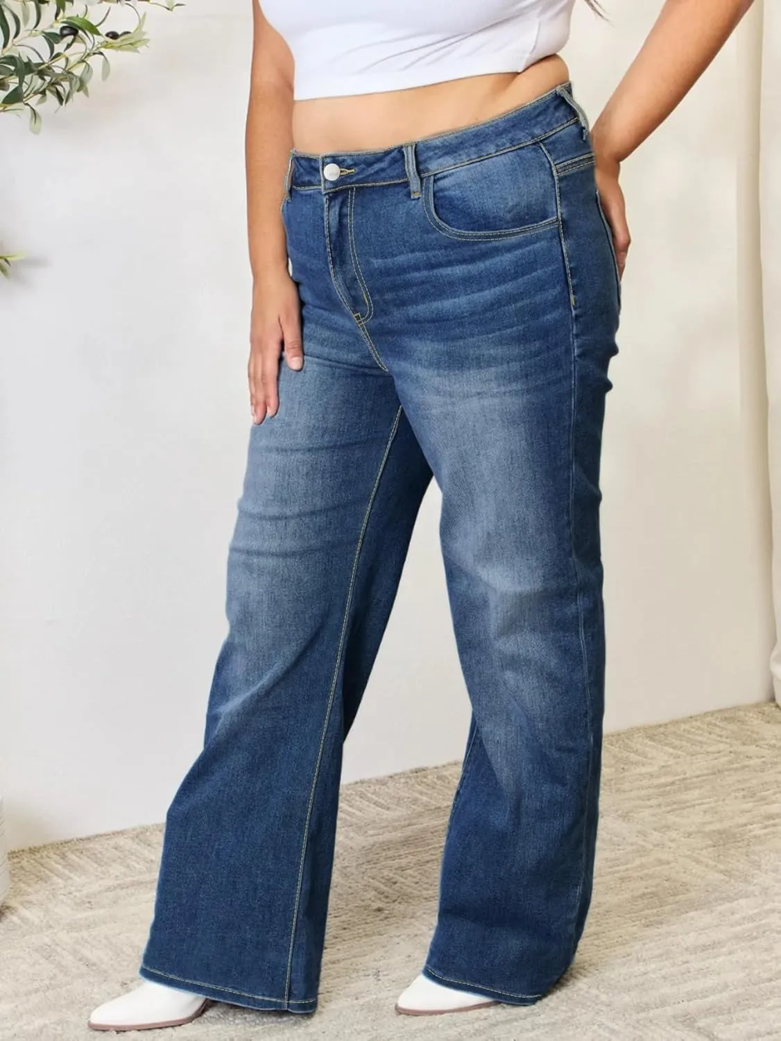 Plus Size Baggy Jeans for Women Wide Leg Women Jeans Full Length Mom High Waist Tall Loose Wide Leg Pants