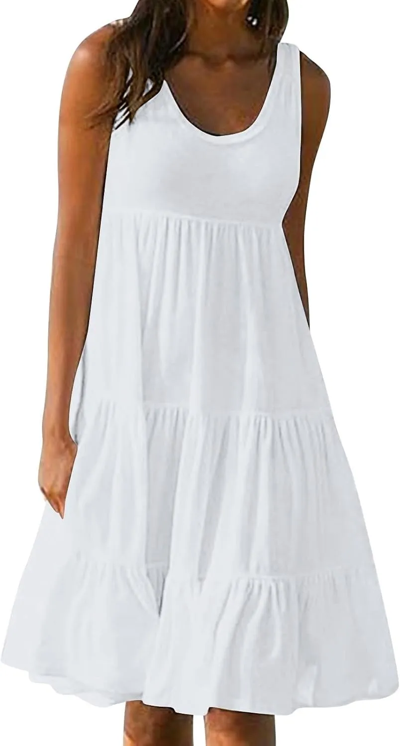 Plus Size Sundresses for Women Casual Swing Dresses Flowy Ruffle Mini Dress Boho Dresses Summer Beach Vacation Dress