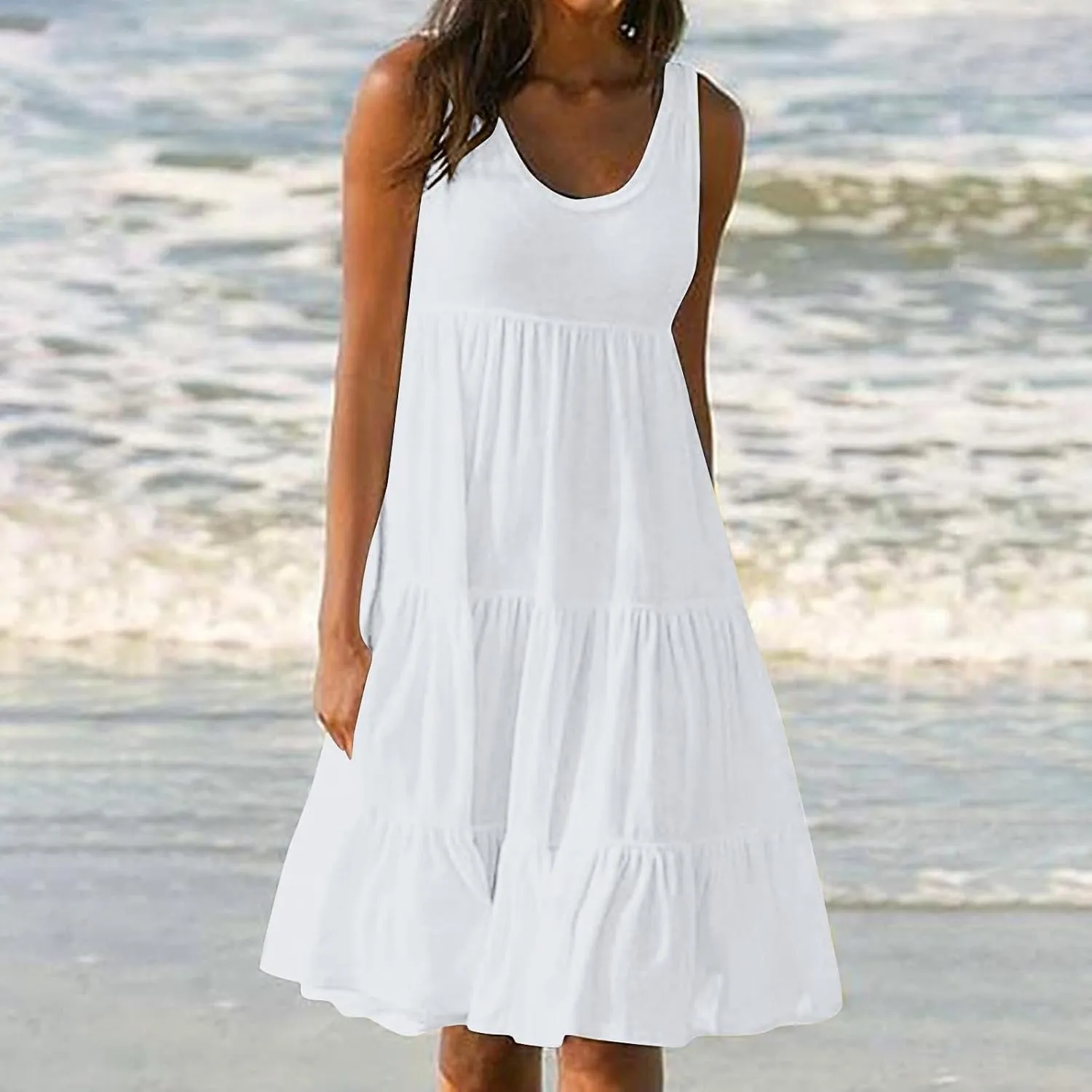 Plus Size Sundresses for Women Casual Swing Dresses Flowy Ruffle Mini Dress Boho Dresses Summer Beach Vacation Dress