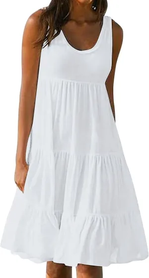 Plus Size Sundresses for Women Casual Swing Dresses Flowy Ruffle Mini Dress Boho Dresses Summer Beach Vacation Dress