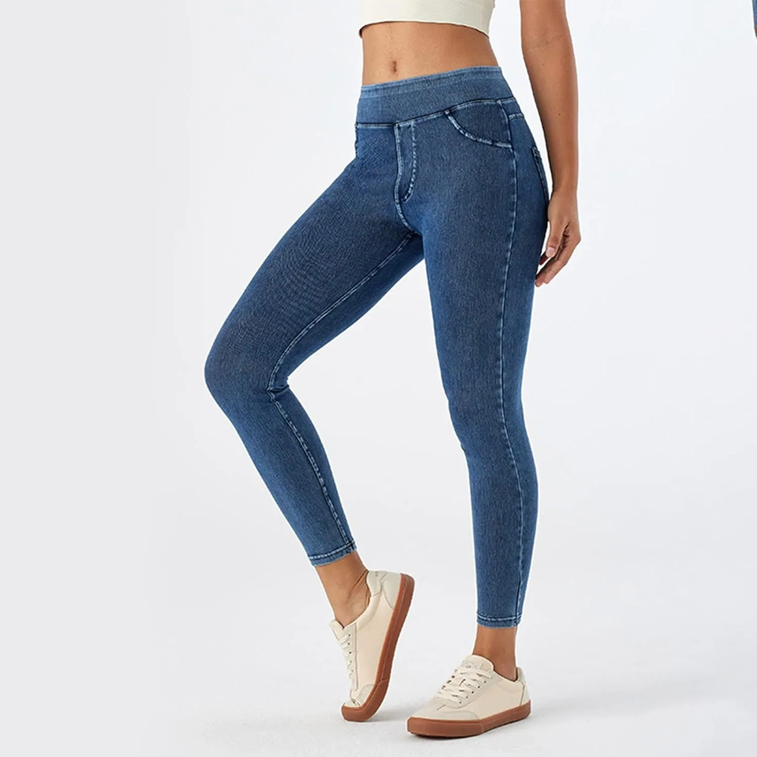 Rvidbe Jeggings for Women Tummy Control High Waisted Jeans for Women Pull on Skinny Stretchy Jeans with Pockets Denim Pants