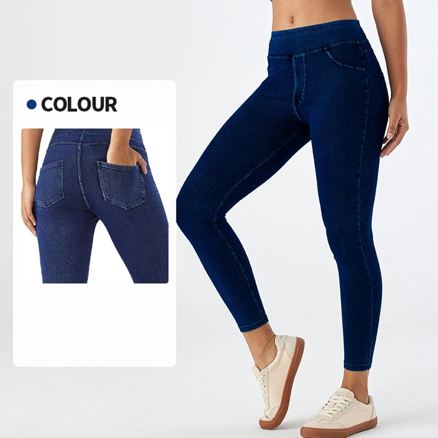 Rvidbe Jeggings for Women Tummy Control High Waisted Jeans for Women Pull on Skinny Stretchy Jeans with Pockets Denim Pants