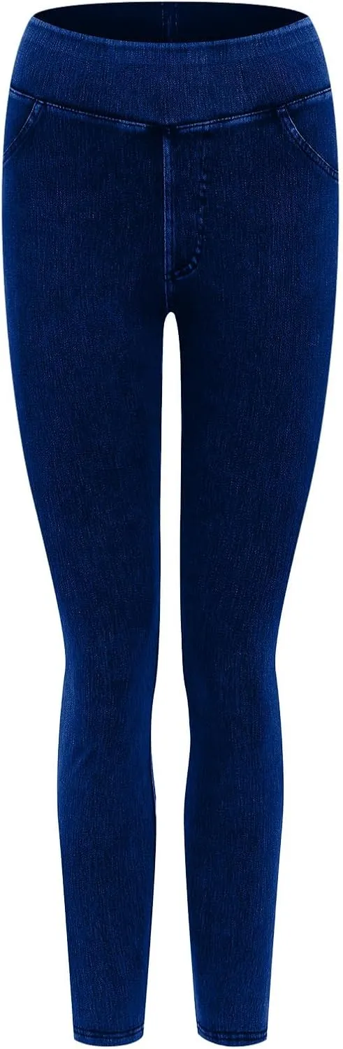 Rvidbe Jeggings for Women Tummy Control High Waisted Jeans for Women Pull on Skinny Stretchy Jeans with Pockets Denim Pants