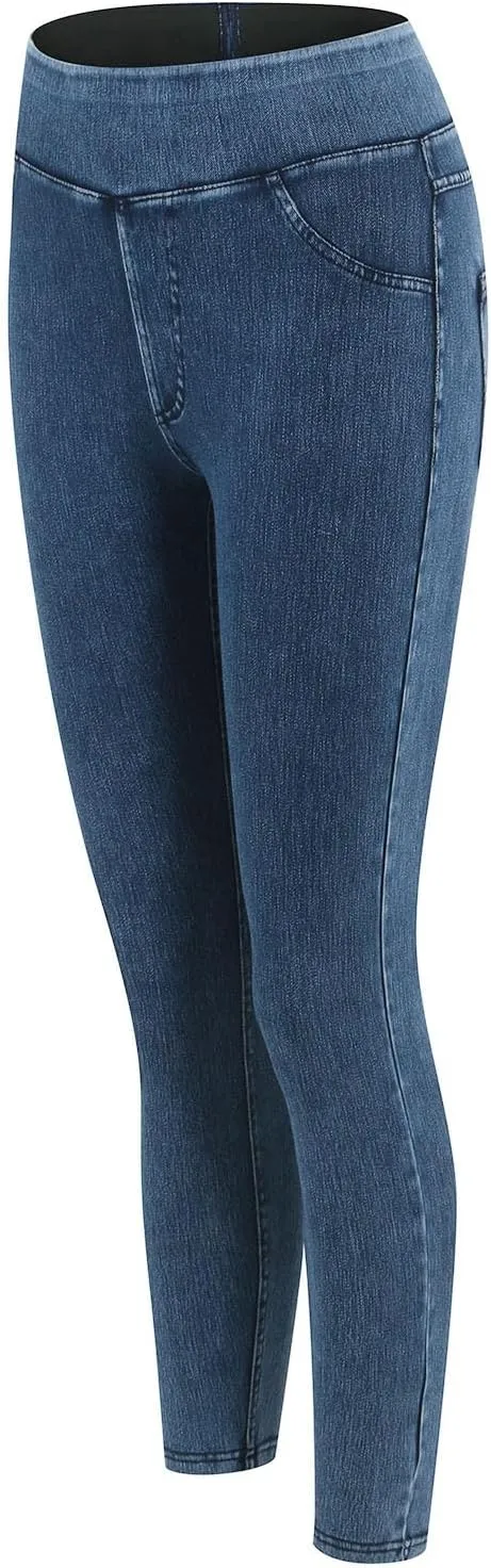 Rvidbe Jeggings for Women Tummy Control High Waisted Jeans for Women Pull on Skinny Stretchy Jeans with Pockets Denim Pants