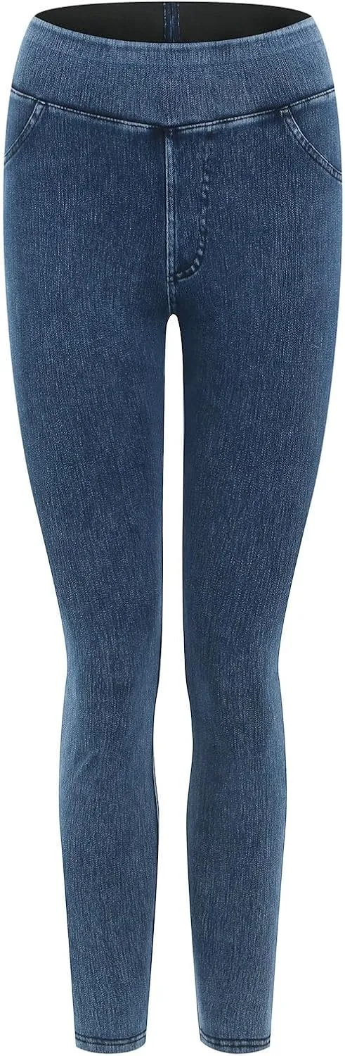 Rvidbe Jeggings for Women Tummy Control High Waisted Jeans for Women Pull on Skinny Stretchy Jeans with Pockets Denim Pants