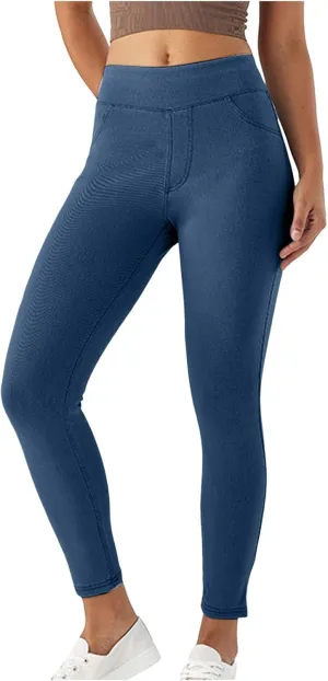 Rvidbe Jeggings for Women Tummy Control High Waisted Jeans for Women Pull on Skinny Stretchy Jeans with Pockets Denim Pants