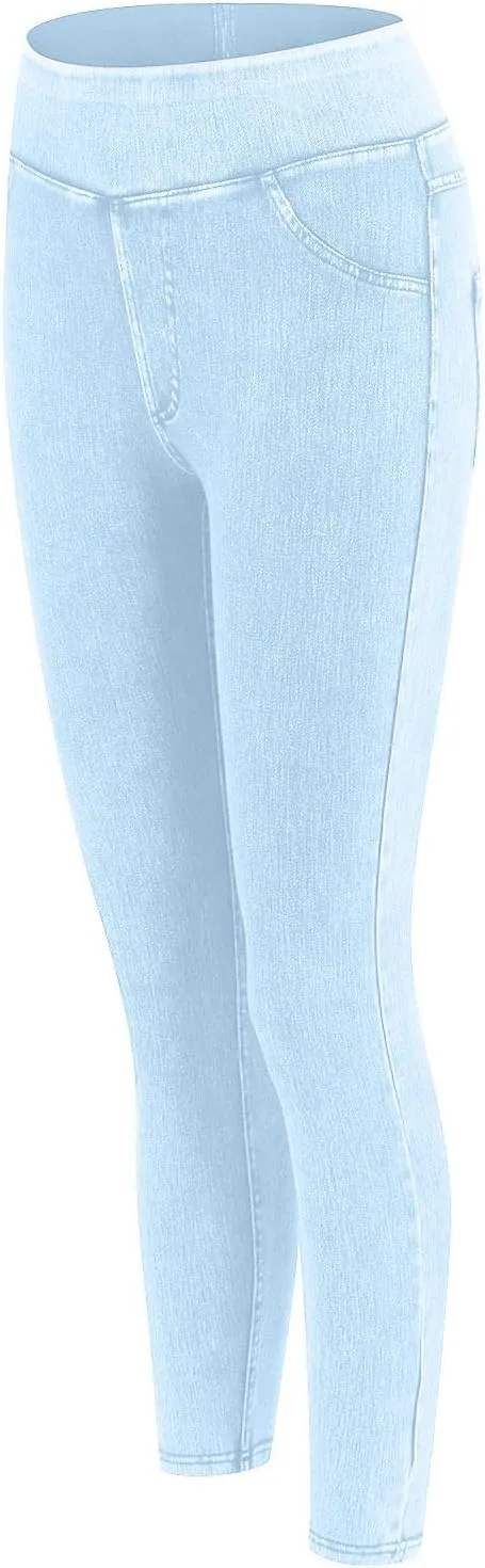 Rvidbe Jeggings for Women Tummy Control High Waisted Jeans for Women Pull on Skinny Stretchy Jeans with Pockets Denim Pants