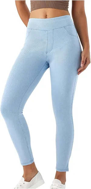 Rvidbe Jeggings for Women Tummy Control High Waisted Jeans for Women Pull on Skinny Stretchy Jeans with Pockets Denim Pants