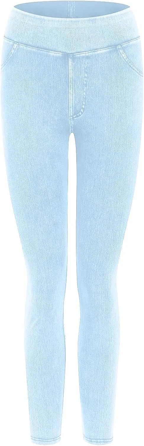 Rvidbe Jeggings for Women Tummy Control High Waisted Jeans for Women Pull on Skinny Stretchy Jeans with Pockets Denim Pants
