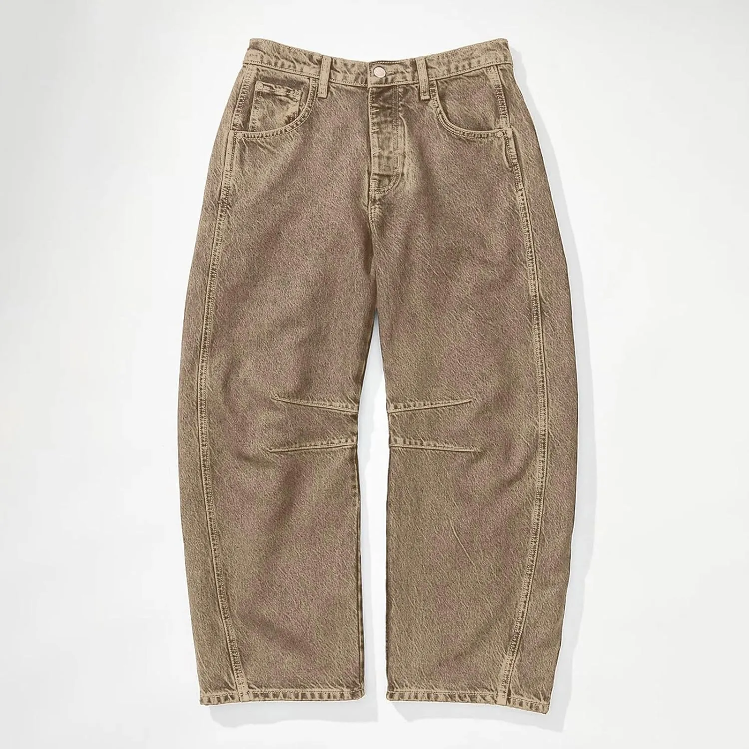 sdbrld Barrel Pants Women,Women Baggy Barrel Pants Baggy Boyfriend Jeans Fashion Wide Leg Mid Rise Barrel Denim Ankle Pants
