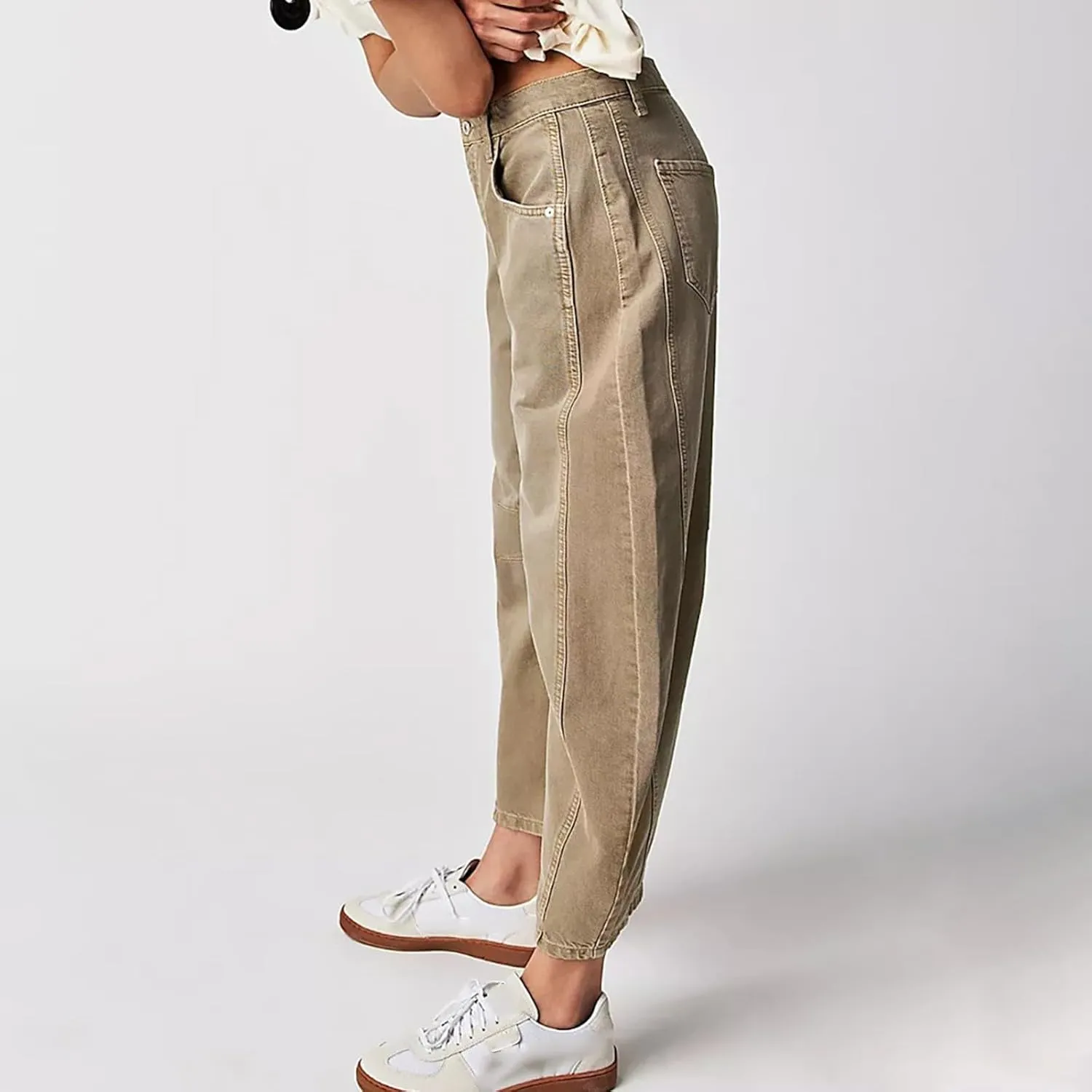 sdbrld Barrel Pants Women,Women Baggy Barrel Pants Baggy Boyfriend Jeans Fashion Wide Leg Mid Rise Barrel Denim Ankle Pants