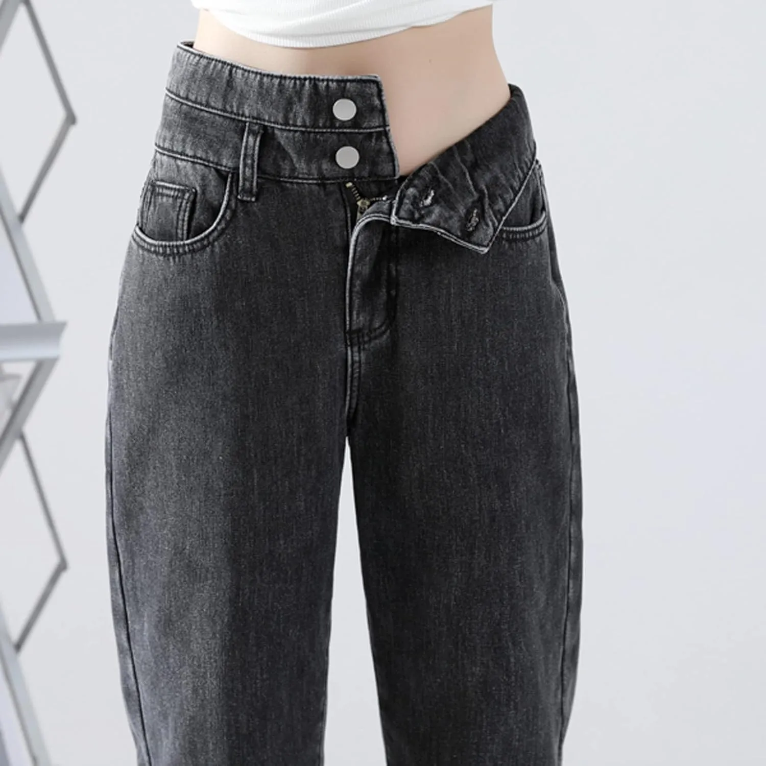 sdbrld Fleece Lined Jeans Women,Womens Fleece Lined Jeans Winter Warm Thermal Jeans Thicken Skinny Stretch Denim Pants Tights