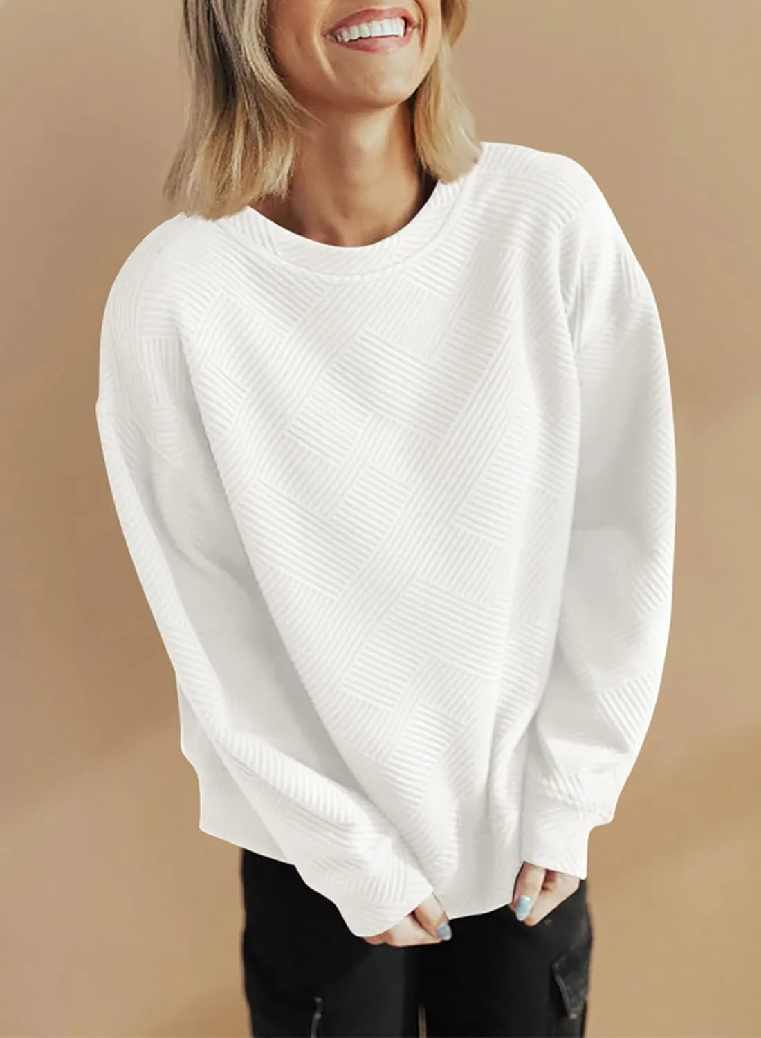 SHEWIN Womens Oversized Sweatshirt Fall Fashion 2024 Long Sleeve Tops Casual Crewneck Sweatshirts with Pockets