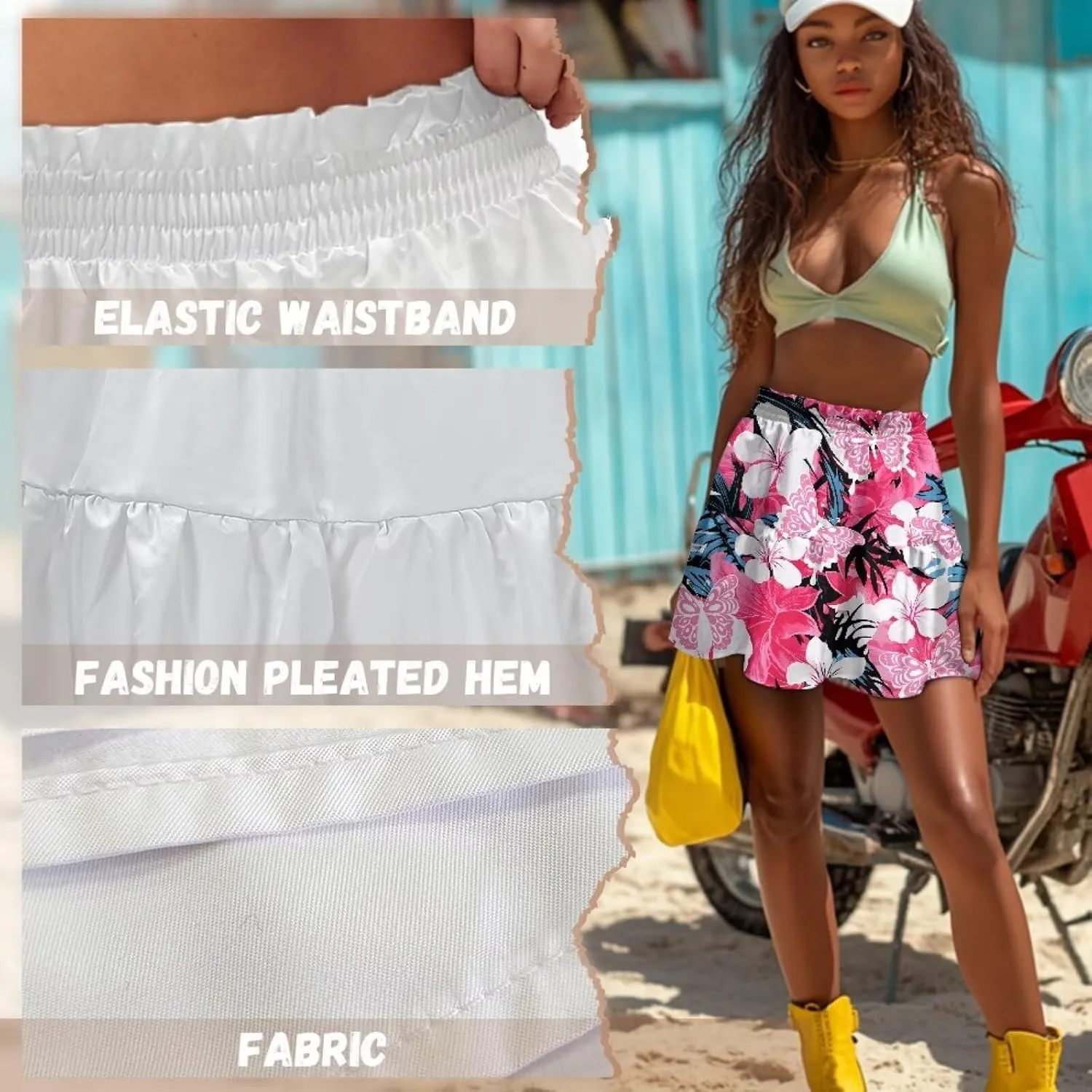 Short Skirts for Women Sexy High Waist Tiered Mini Skirt