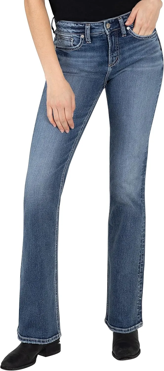Silver Jeans Co. Women's Suki Mid Rise Curvy Fit Bootcut Jeans