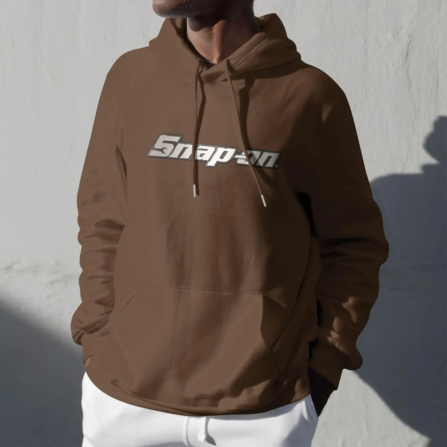 Snap On Mens Hoodies Fall Winter Sweatshirt Long Sleeve Casual Loose Basic Pullover Fleece Hooded-