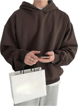 SOLY HUX Men's Oversized Hoodies Long Sleeve Drop Shoulder Basic Pullover Sweatshirt with Hood