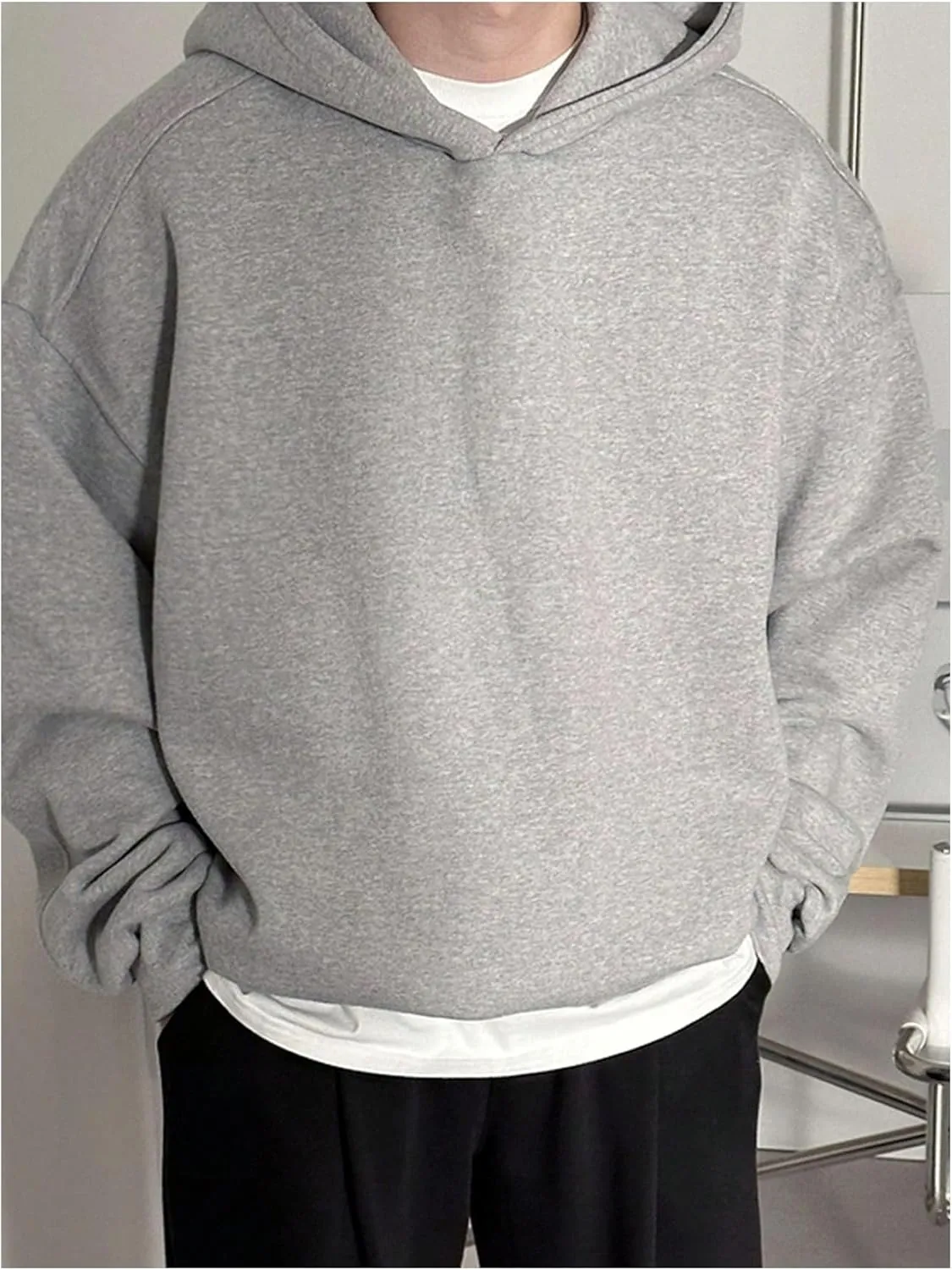 SOLY HUX Men's Oversized Hoodies Long Sleeve Drop Shoulder Basic Pullover Sweatshirt with Hood