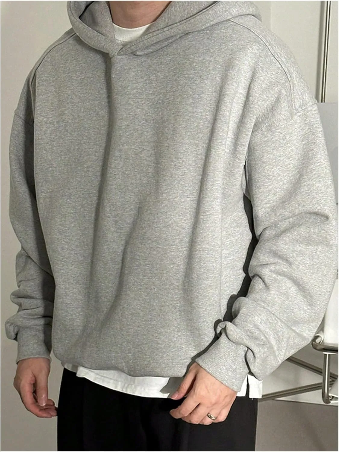 SOLY HUX Men's Oversized Hoodies Long Sleeve Drop Shoulder Basic Pullover Sweatshirt with Hood