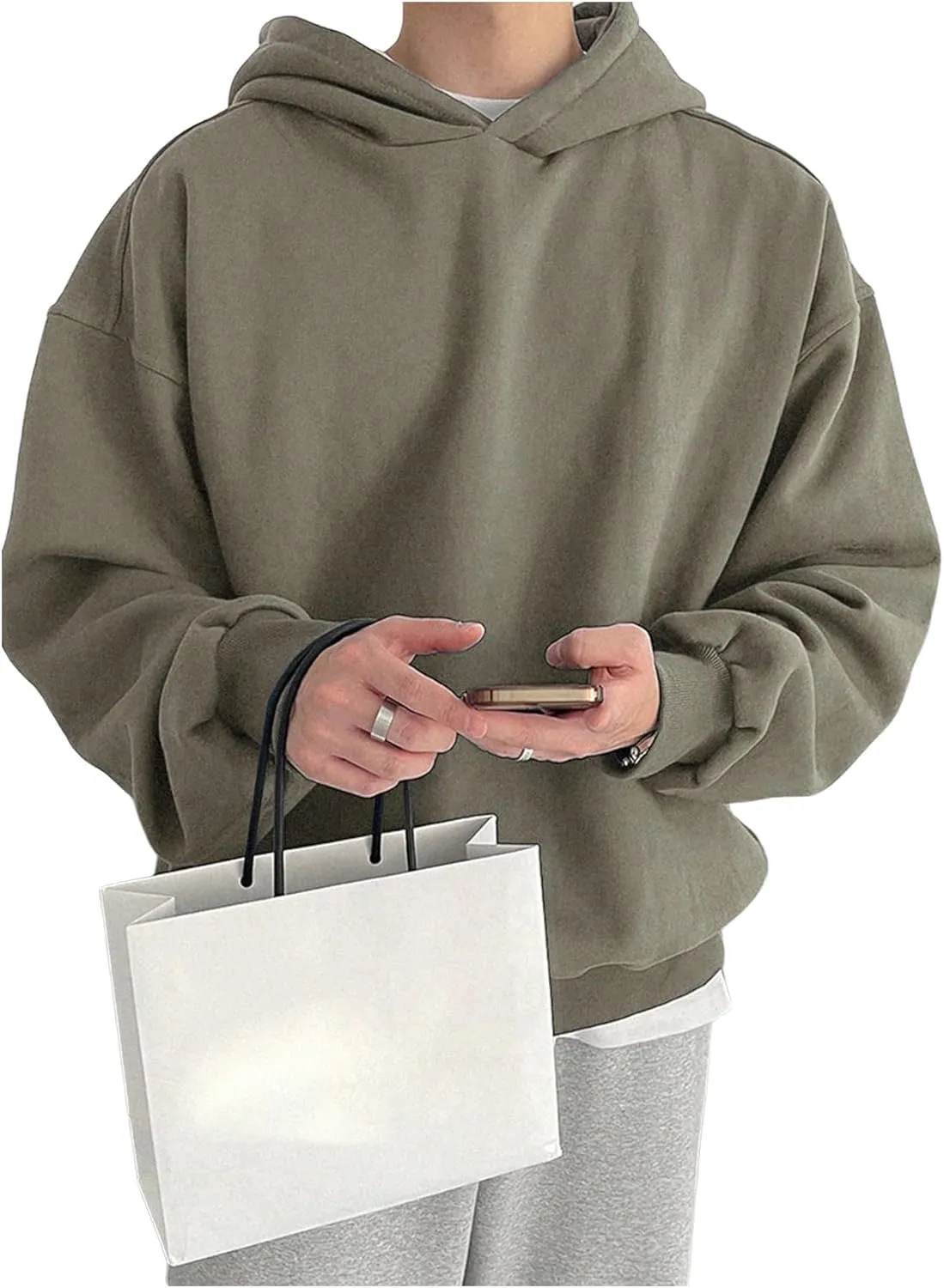 SOLY HUX Men's Oversized Hoodies Long Sleeve Drop Shoulder Basic Pullover Sweatshirt with Hood