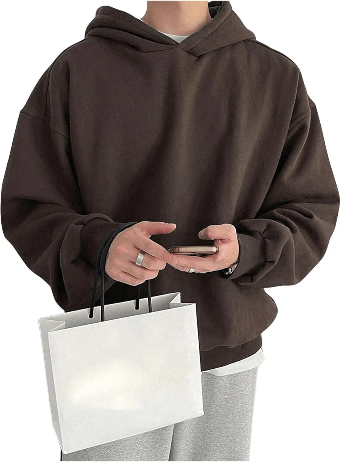 SOLY HUX Men's Oversized Hoodies Long Sleeve Drop Shoulder Basic Pullover Sweatshirt with Hood