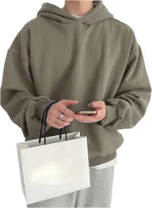 SOLY HUX Men's Oversized Hoodies Long Sleeve Drop Shoulder Basic Pullover Sweatshirt with Hood