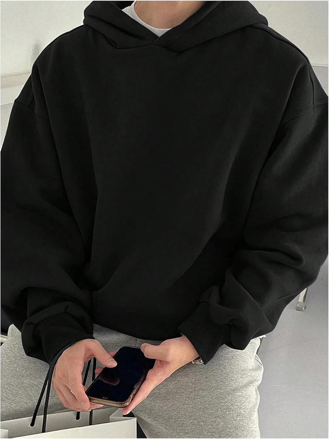 SOLY HUX Men's Oversized Hoodies Long Sleeve Drop Shoulder Basic Pullover Sweatshirt with Hood