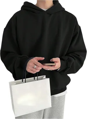SOLY HUX Men's Oversized Hoodies Long Sleeve Drop Shoulder Basic Pullover Sweatshirt with Hood