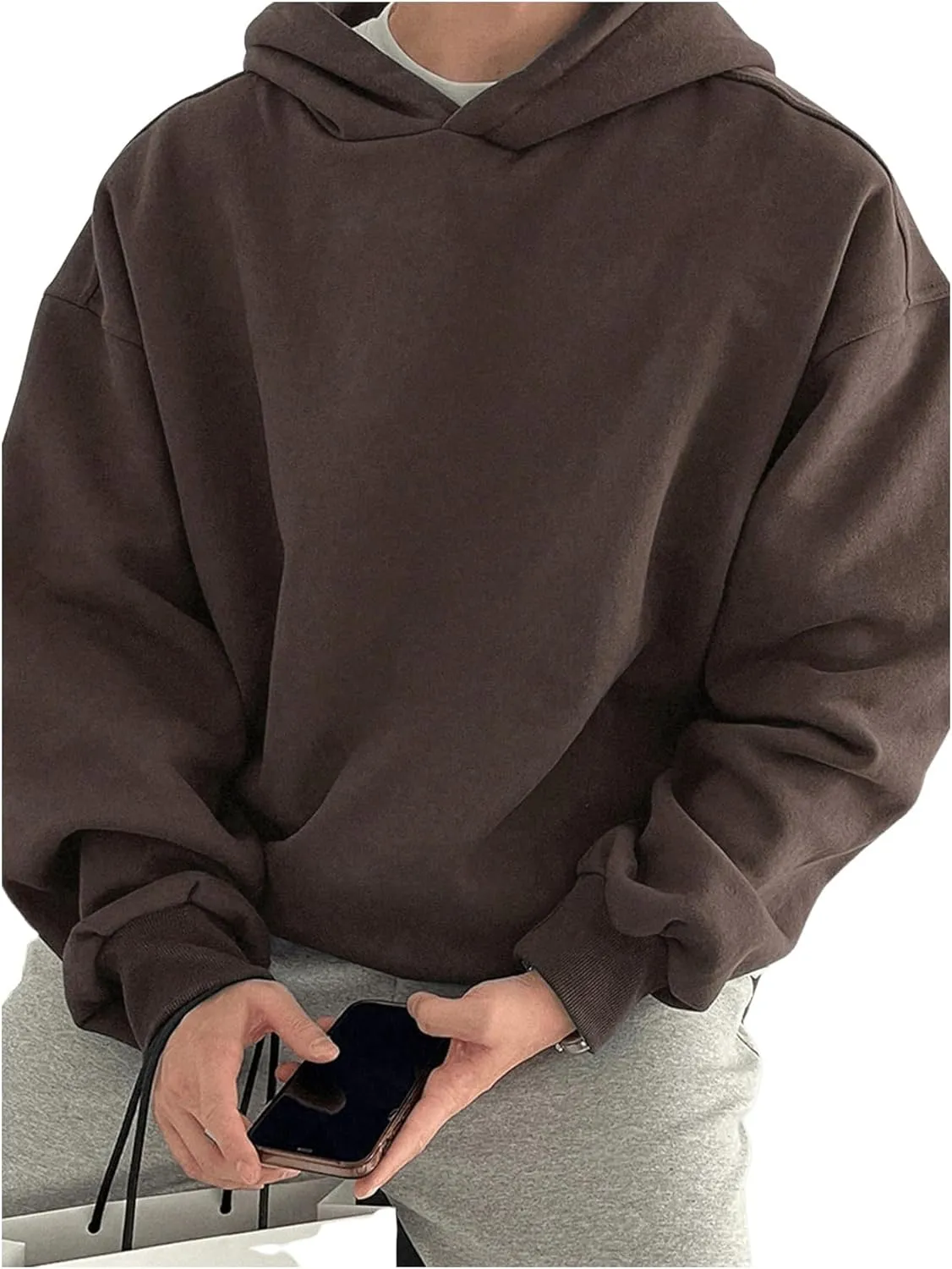 SOLY HUX Men's Oversized Hoodies Long Sleeve Drop Shoulder Basic Pullover Sweatshirt with Hood