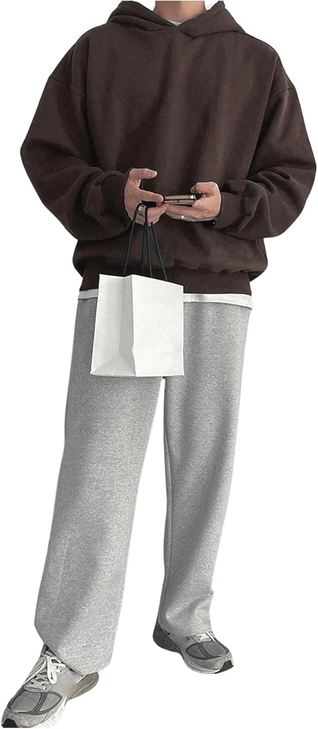 SOLY HUX Men's Oversized Hoodies Long Sleeve Drop Shoulder Basic Pullover Sweatshirt with Hood