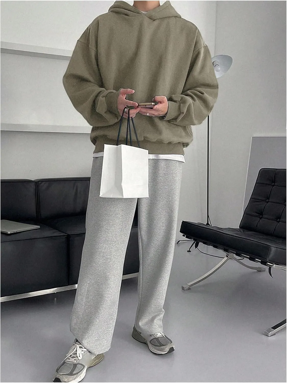 SOLY HUX Men's Oversized Hoodies Long Sleeve Drop Shoulder Basic Pullover Sweatshirt with Hood