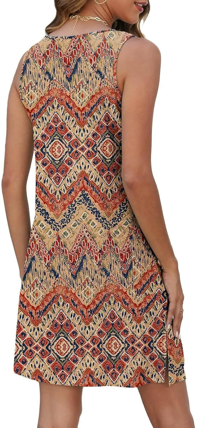 Summer Dresses for Women 2025 Eyelet Casual Loose Sleeveless Sun Dresses with Pockets Swimsuit Coverup for Women