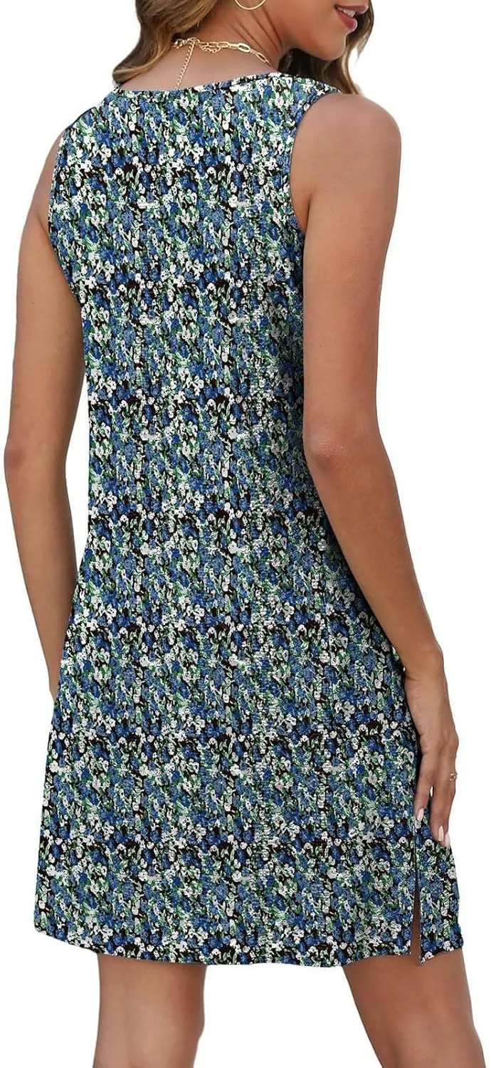 Summer Dresses for Women 2025 Eyelet Casual Loose Sleeveless Sun Dresses with Pockets Swimsuit Coverup for Women