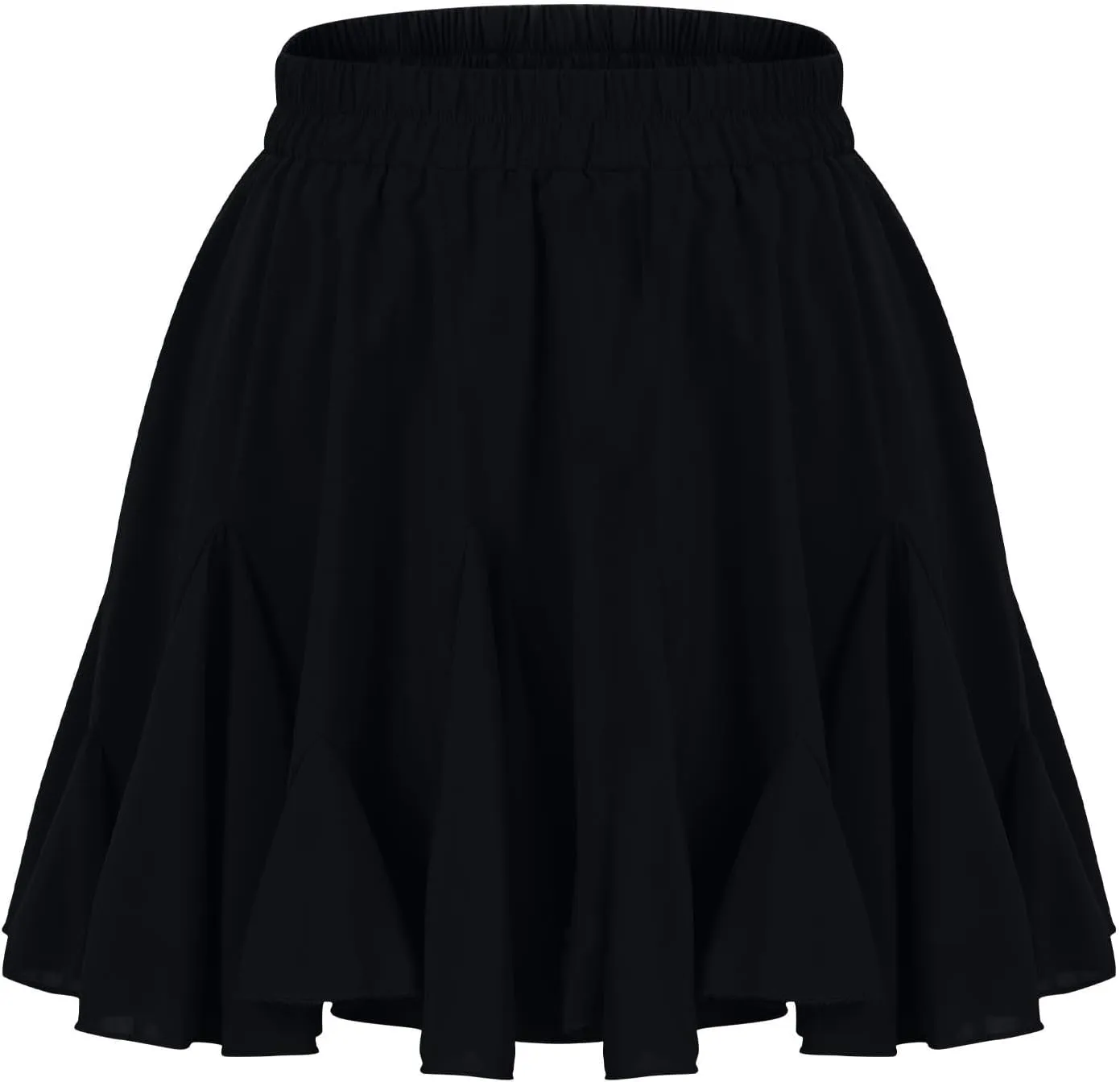 Summer Mini Skirt for Women 2025 Fashion Elastic Waist Pleated Ruffle Layered Short Skirts Solid Color Bubble Skorts