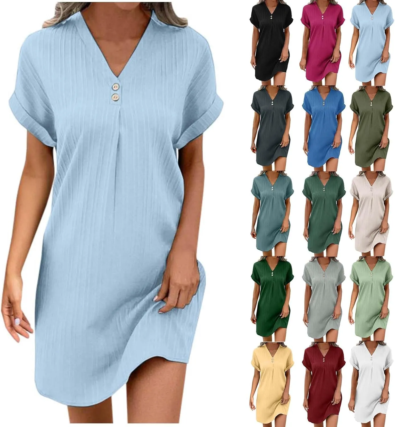 Sundresses for Women Summer Short Sleeve Comfy Travel Dresses Beach Wear Prom Maxi Trendy Spring Vacation Clothes 2025